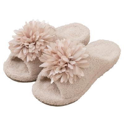 Senko SDS Lulace Floral Foot 48598 Slippers, Approx. 24cm, Beige, Motif, Stylish, Reflexology,