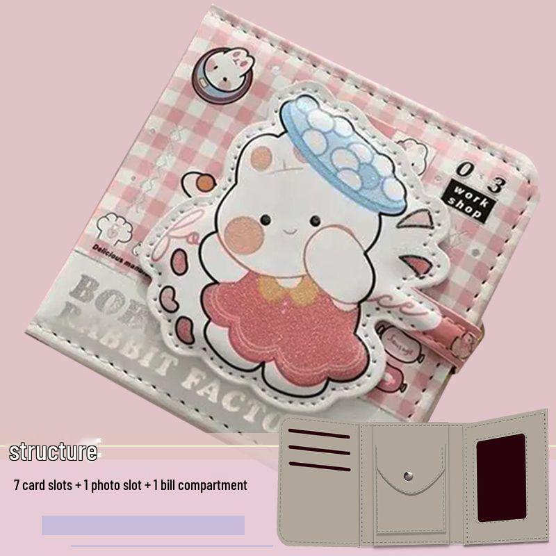 Женский милый мультяшный кошелек трифолд с кроликом и кошелек для монет