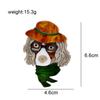 Blucome Fashion Handicraft Acrylic Hat Dog Brooch for Women Men Suit Coat Hijab Pins Christmas Gift