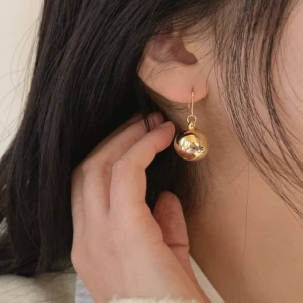 [Øredobber tilgjengelig] King Sølvkule Gullkule 15mm Krok Hengende Øredobber