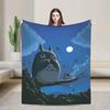 Anime Tonari No Totoro Deckenbezug Fleece T-Totoros Niedlich Warm Überwurfdecke für Zuhause Sofa Schlafzimmer Steppdecke