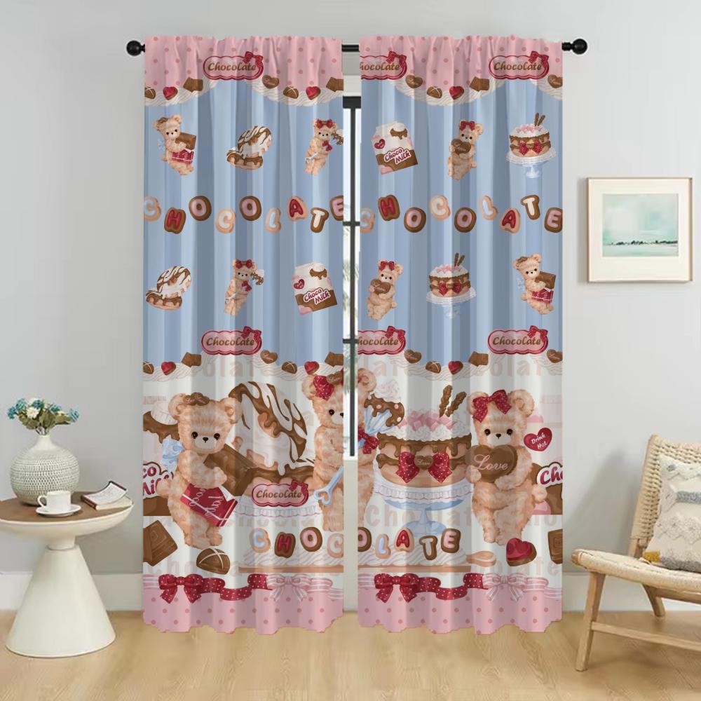 

Домашний интерьер Шторы для гостиной Мягкий плюшевый мишка Перегородка затемняющие шторы Шторы 2 шт. Тюль для спальни W50xH70cmx2pcs-CL