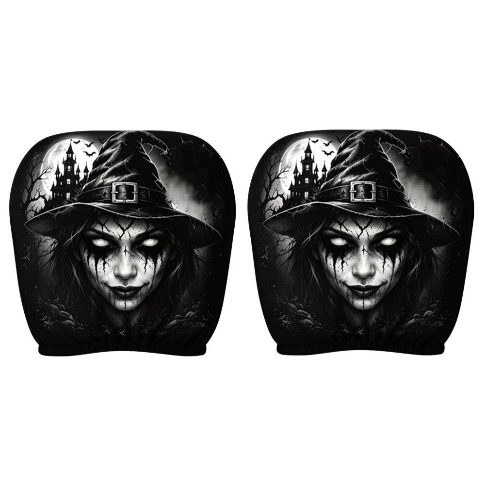 2Pcs Cartoon Car Headrest Covers Exaggerated Car Seat Headcover Halloween Christmas Holiday