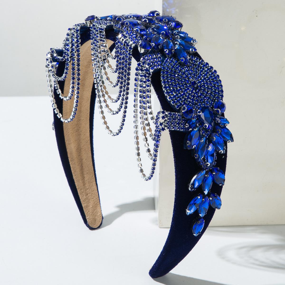 

Роскошные повязки на голову с кисточками из страз, модные аксессуары для волос, женские, для вечеринки, блестящие, с хрустальными бриллиантами, повязка на голову, ободок для волос, головной убор