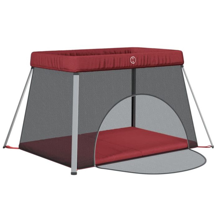 Box for Children - Revera - Red Mattress - Linen Fabric - 2-in-1 Travel Bed - Comfortable and Practical