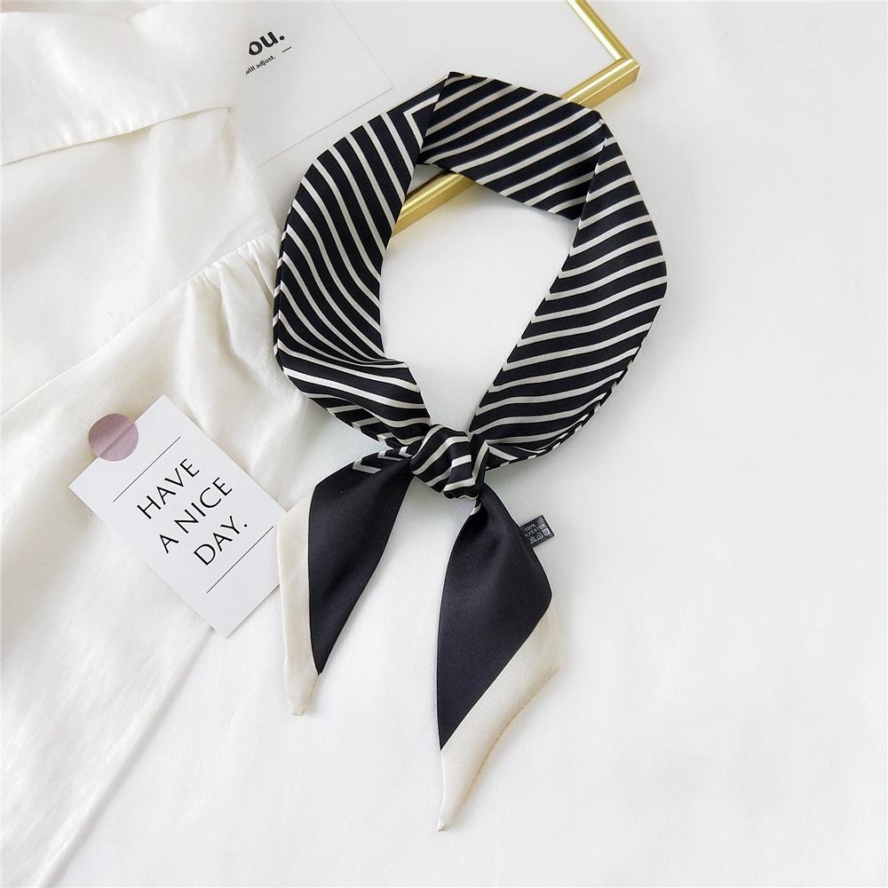 Decorative Simple Texture Silk Scarf Women'S New Style Spring And Autumn Summer Fashion Versatile Headscarf Work Scarf