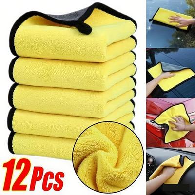12pcs/5pcs Ultra-Thick Car Cleaning Towels, Double-Sided, Ultra-Soft, High Absorbency, Suitable for Cars, Kitchens, Hotel Cleaning