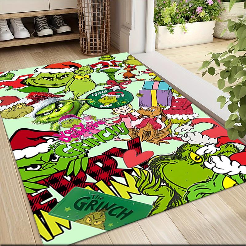 Grinch Christmas Festive Scene Carpet Rug Soft Washable Antislip Home Living Room Sofa Mats Personalized Christmas Rug