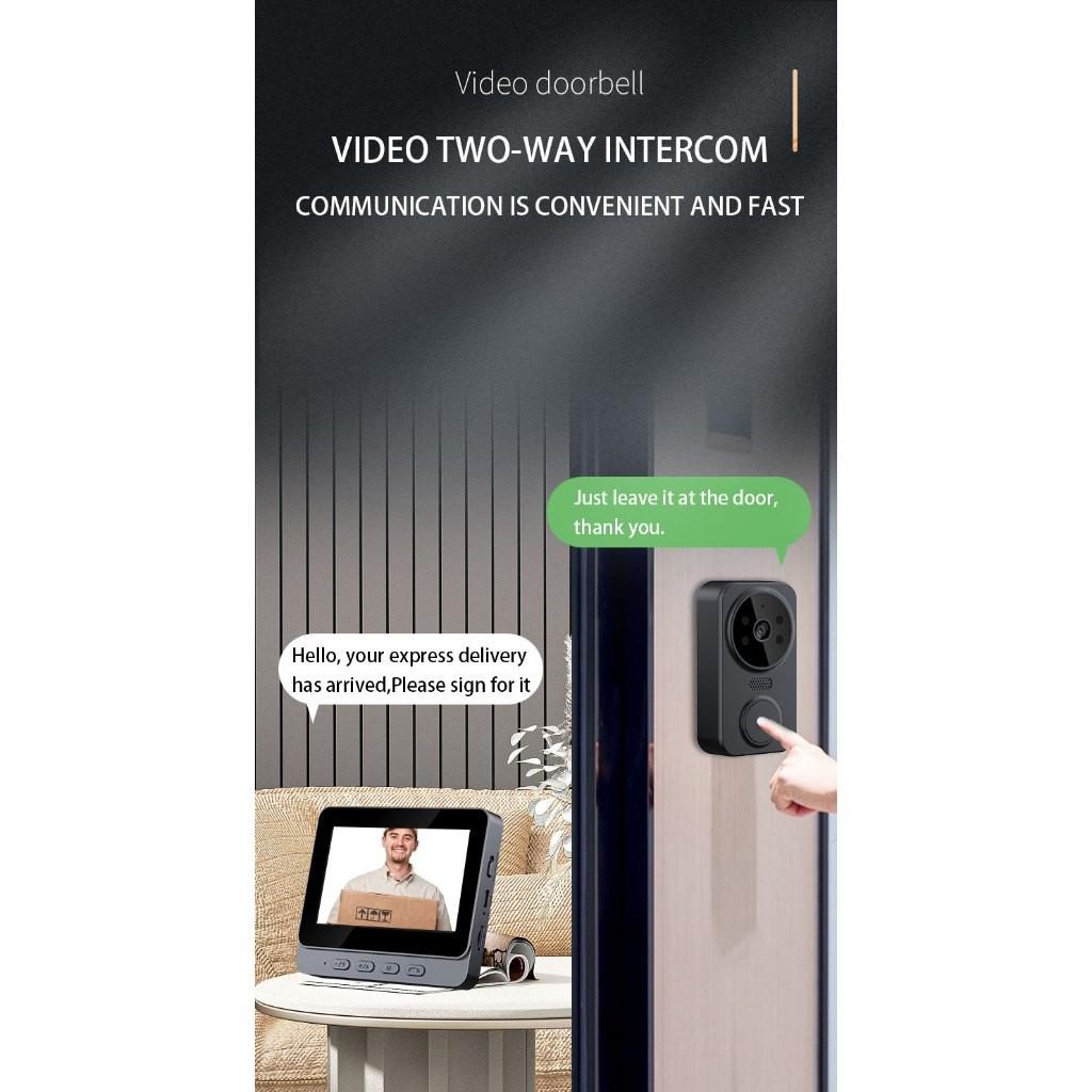 4.3 Inches Screen Wireless Smart Video Doorbell Household Night Version Two-Way Speaking Video Door Ring