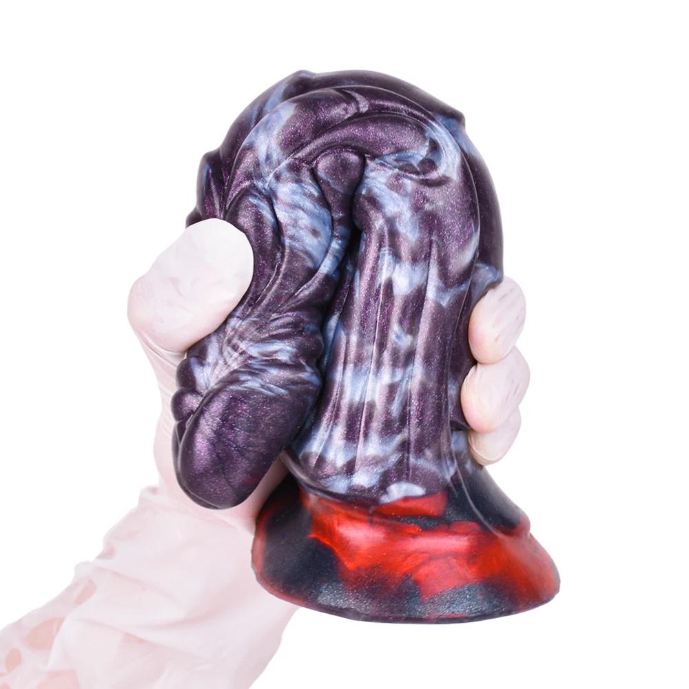 Silicone Curved  Ribbed Fantasy Dragon Dildo With Suction Cup Female Fantasy Dildos