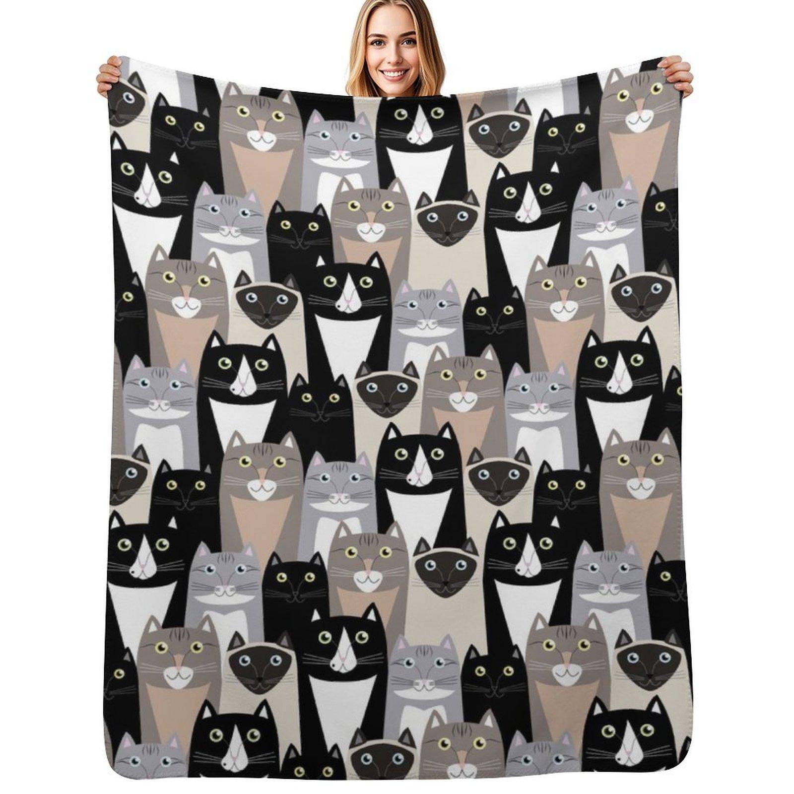 Cats #1 Throw Blanket Soft Comfort Blanket for Reading Watching TV Size: 75*100cm, Weight: 230 GSM