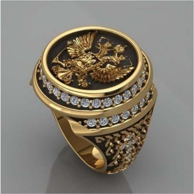 Vintage Goldene Engelsflügel mit Ring Stil Kreativer Mode Herrenring