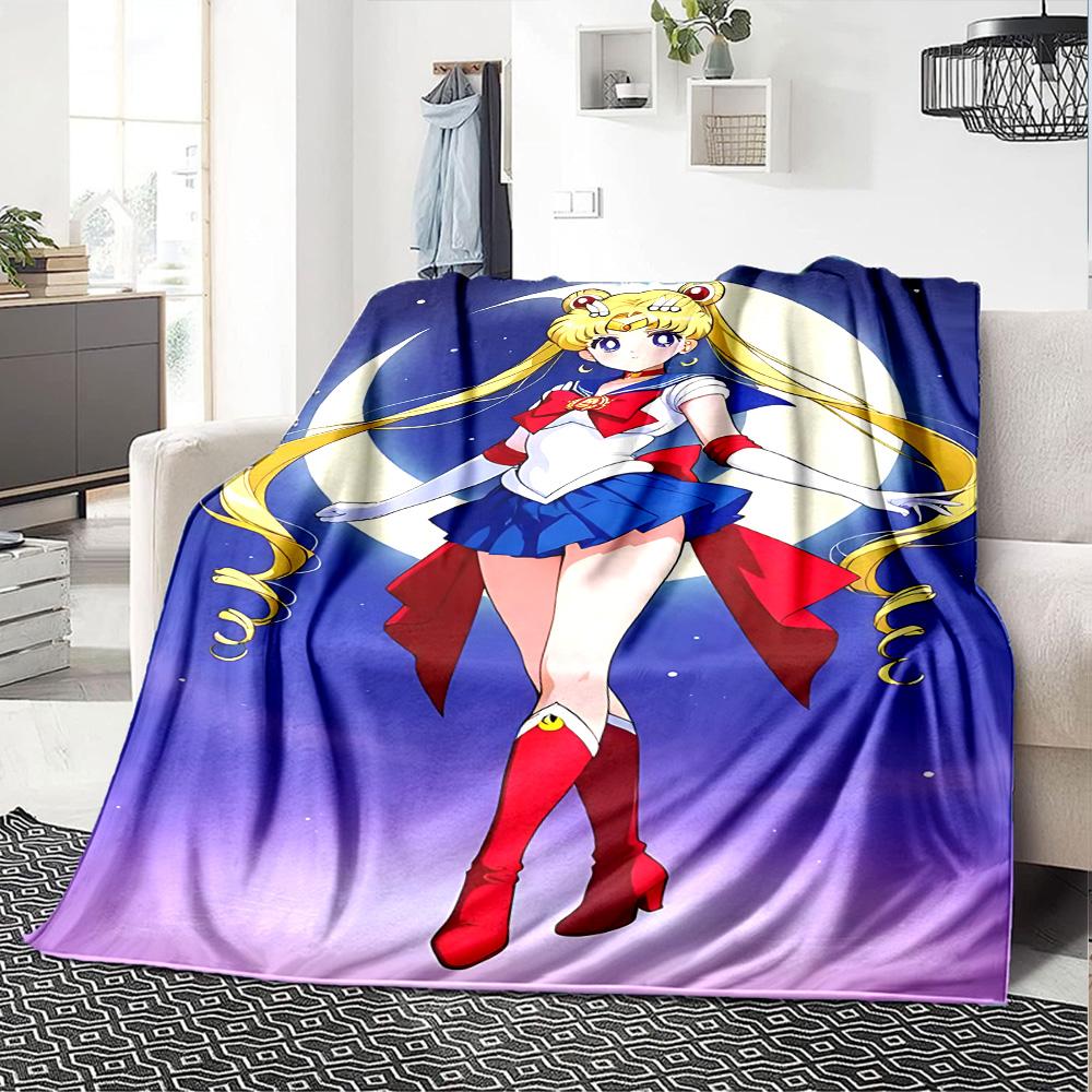 1pc Sailor Moon Adventure Flannel Blanket for Super Soft Cute Comfort Blanket for Travel Bedding Couch Sofa Blanket Y73022