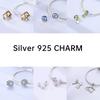PAMELA 925 Silver Heart Birthstone Charm with Multi-color Zircon Flower Bead for Bracelet Best Gift