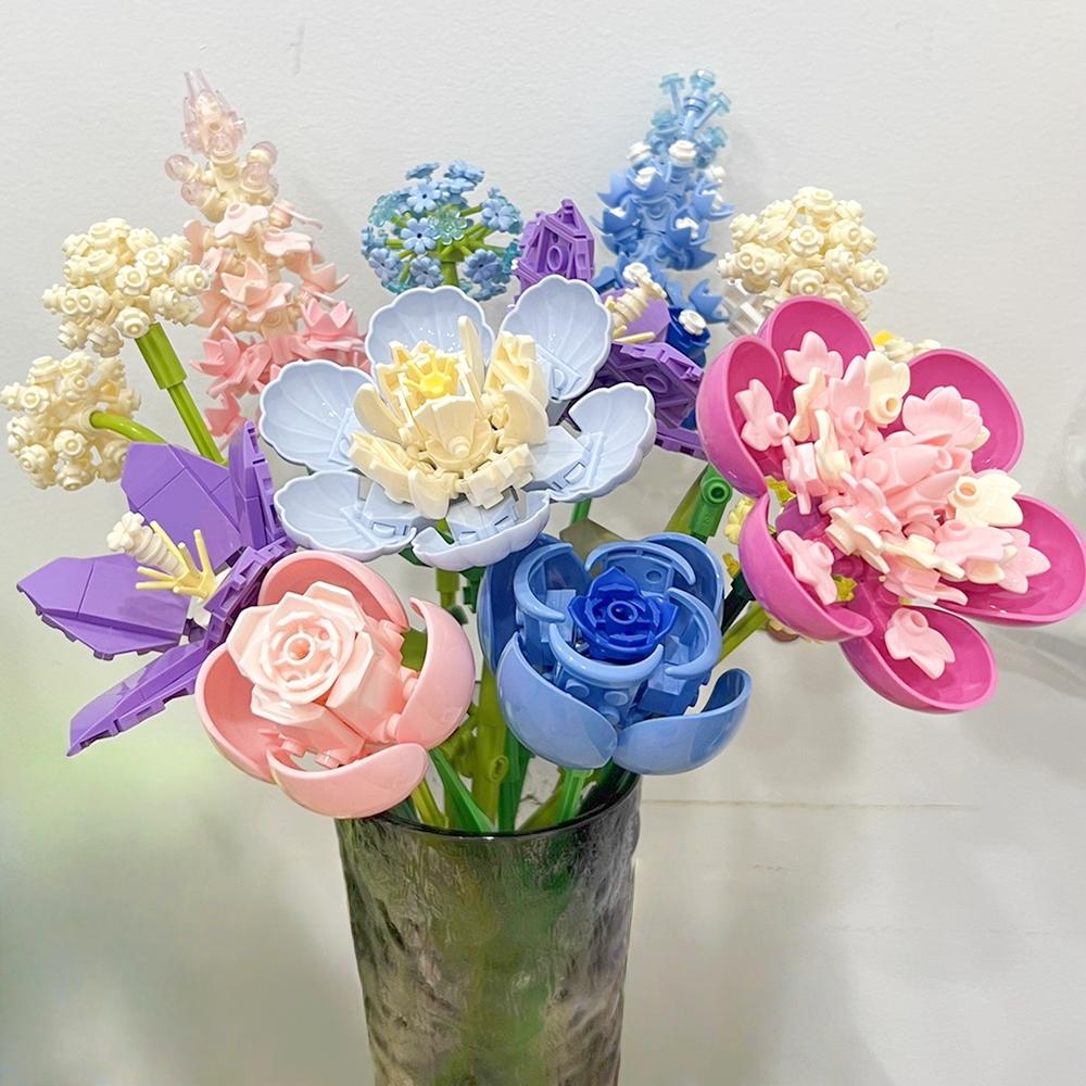 DIY Eternal Flower Bouquet Infinite Innovation Building Block Toys - Symbol of Love, Ideal Valentine's Day Gift for Girls