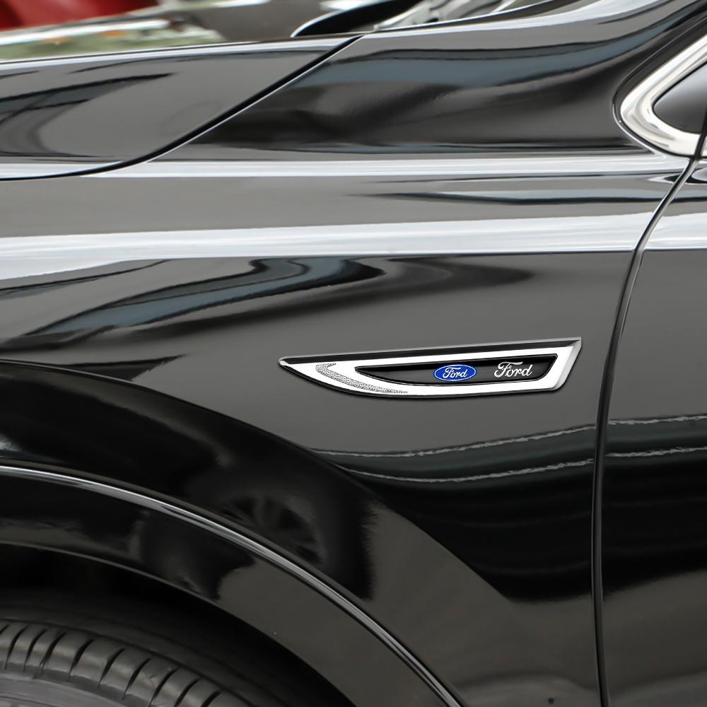 ACX1 1pair 3D Metal Car Fender Side Wing Blade Badge Emblem Stickers For Ford Focus MK2 Fiesta Mustang MK7 Fusion Kuga Mondeo Mk4