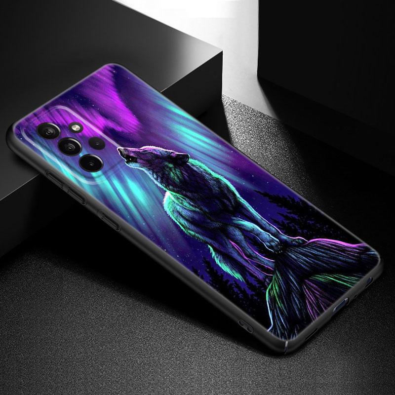 Moon Wolf Howl Phone Case For Samsung Galaxy A21 A30 A50 A52 S A13 A22 A32 A33 A53 A73 5G A11 A12 A31 A51 A70 A71 A72 Cover