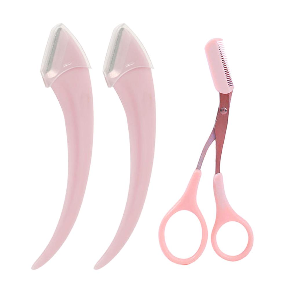 3PCS Eyebrow Trimmer Set Eyebrow Scissors With Comb Crescent Trimmer Makeup Tools Eyebrow J2S0