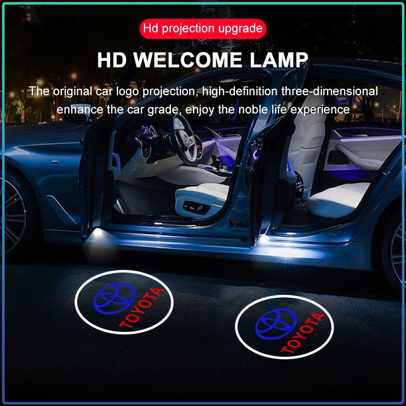 2 szt. Lampki Powitalne LED do Drzwi Samochodowych Projektor Logo Światła Duch Cienia Bezprzewodowe Lampki Drzwiowe Dla Toyota Fortuner Chr Verso Prius Hiace Yaris Trd Corolla