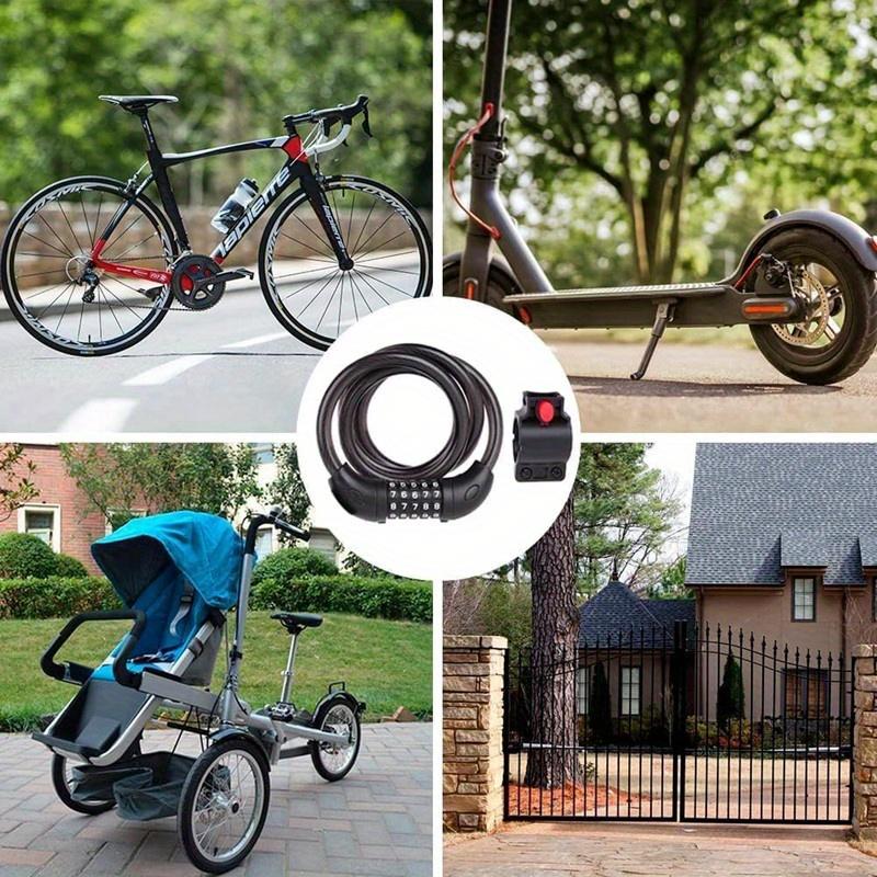 1pc Bike Lock, 4 Feet Bike Locks Cable, High Security 5 Digit Resettable Combination Coiling Bicycle Lock, Heavy Duty Anti Theft Cable Locks