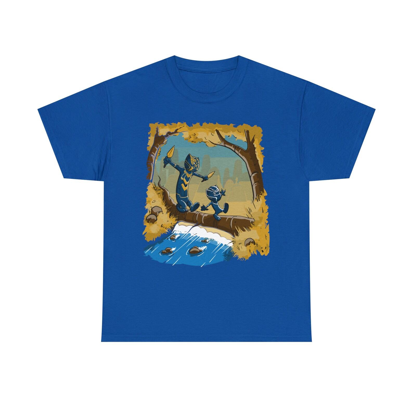 Calvin and Hobbs as Black Panther & Golden Jaguar Vector Gildan Unisex Heavy Cotton Tee 300 d.p.i. or Higher Resolution 140