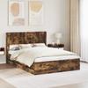 Bed Frame with Storage and Headboard Smoked Oak