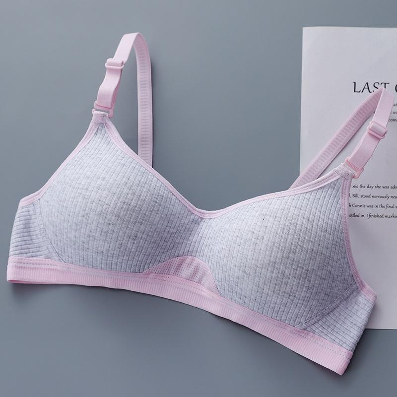 Contrasting colors Less stripes Student no steel ring Cotton bra Breathable thin cup Bra Breathable and comfortable