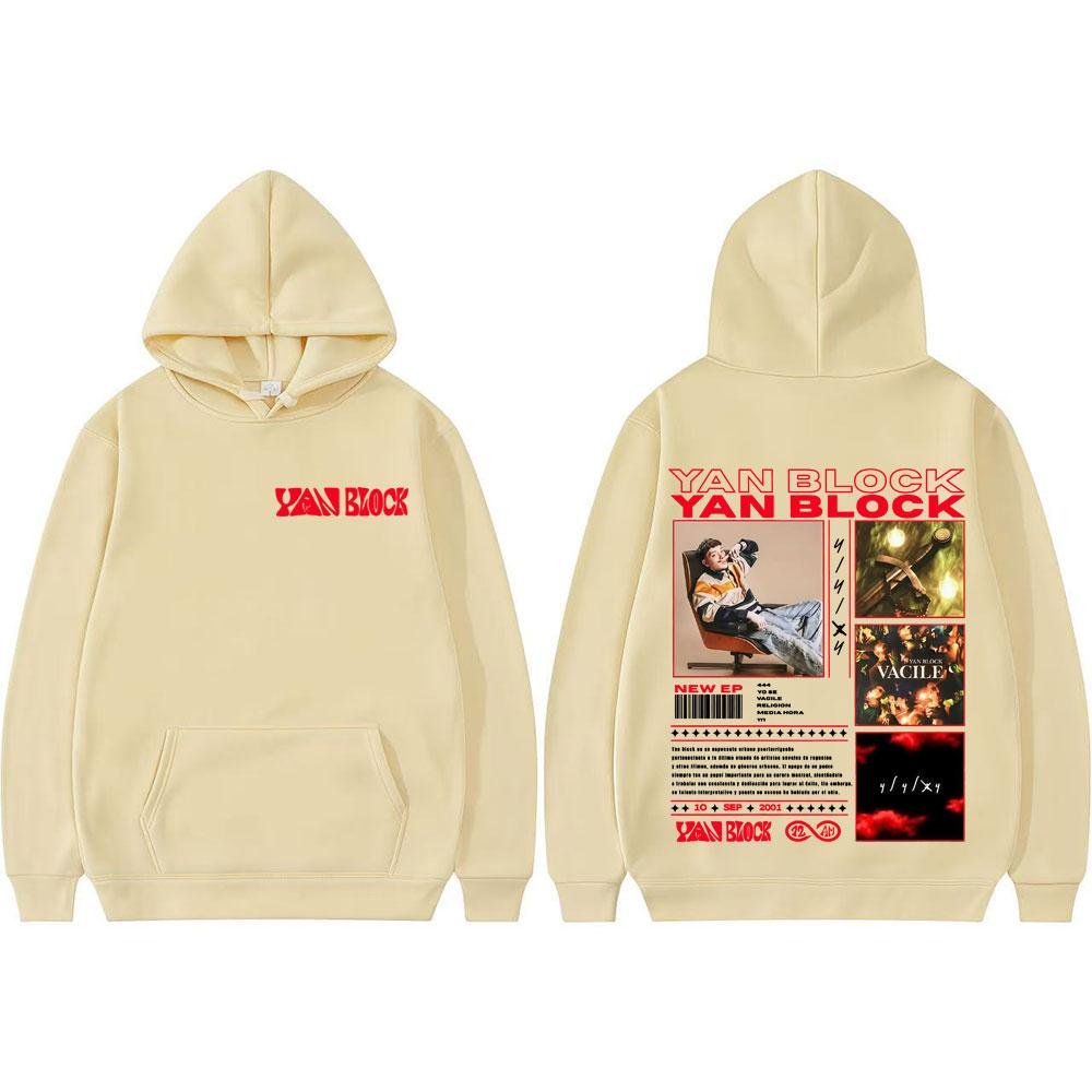 Rapper Yan Block Vacile Album 2025 Merch Hoodies Herren Damen Vintage Gothic Hip Hop Hoodie Langarm Lockeres Sweatshirt Streetwear