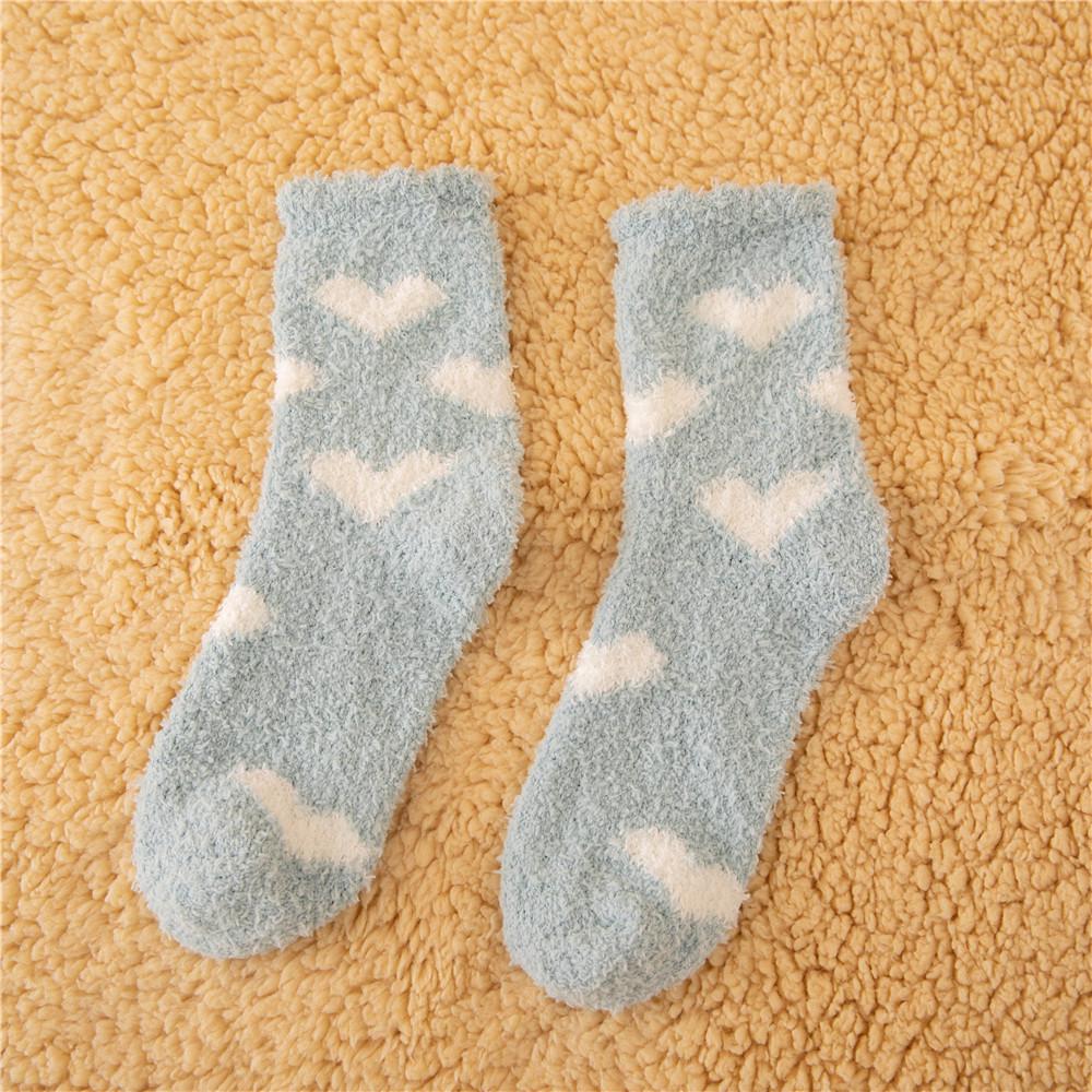 Women's Winter Fleece-Lined Heart Terry Floor Socks - Extra Thick, Non-Shedding, Mid-Calf Style