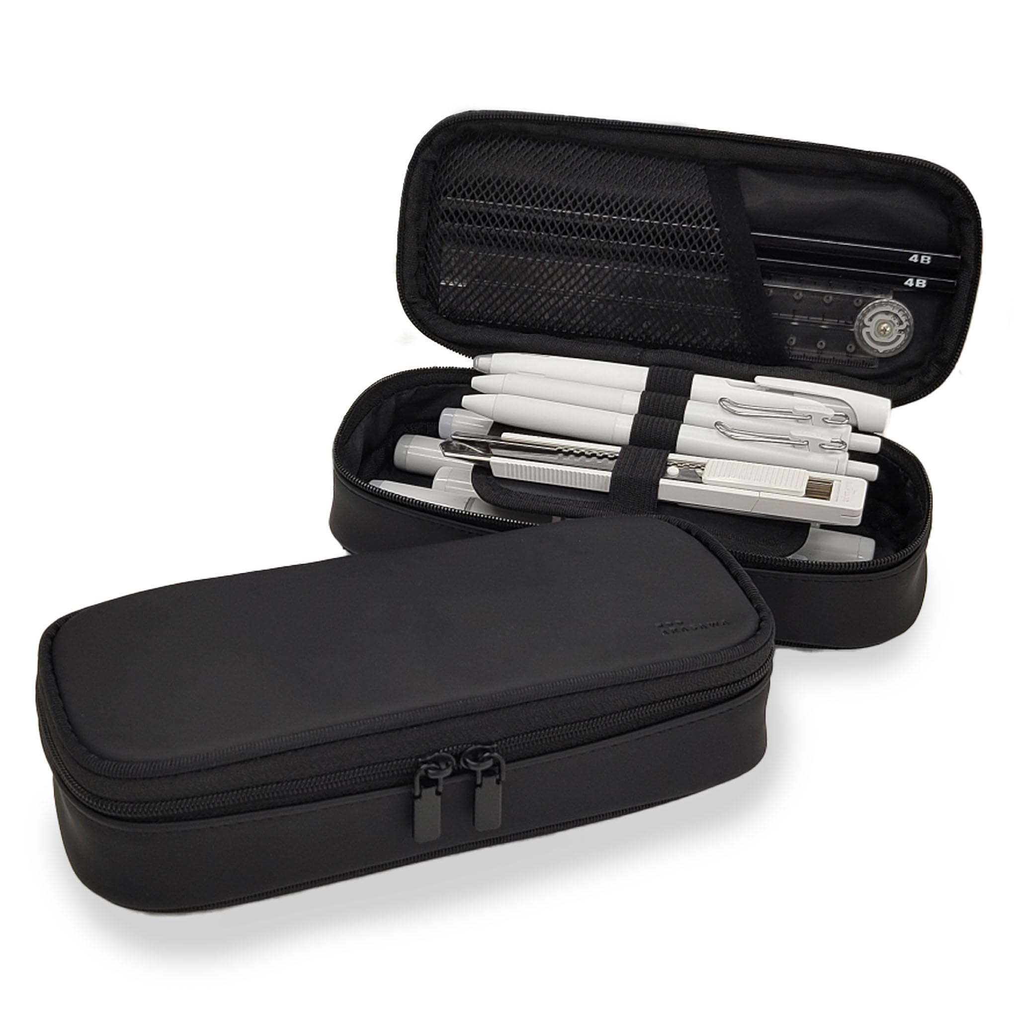 

Pencil large for high school junior high school university elementary school [ARASAWA] case, simple, capacity, stylish, adults, students, students, чёрный