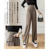 MEME XTRA Suit Flattering Plus Straight Loose Center Solid Mature Intellectual Business Style Women's Pants, High-Waisted, Long, Wide-Leg Pants, Legs,