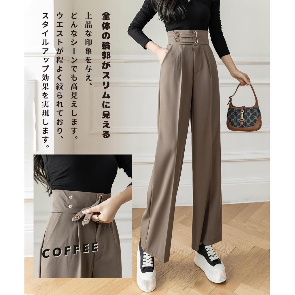 MEME XTRA Suit Flattering Plus Straight Loose Center Solid Mature Intellectual Business Style Women's Pants, High-Waisted, Long, Wide-Leg Pants, Legs,