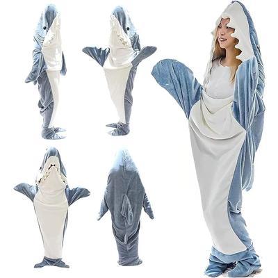 Cartoon Shark Schlafsack Pyjamas Büro Nickerchen Shark Decke Karakal Hohe Qualität Stoff Meerjungfrau Schal Decke Für Kinder Erwachsene