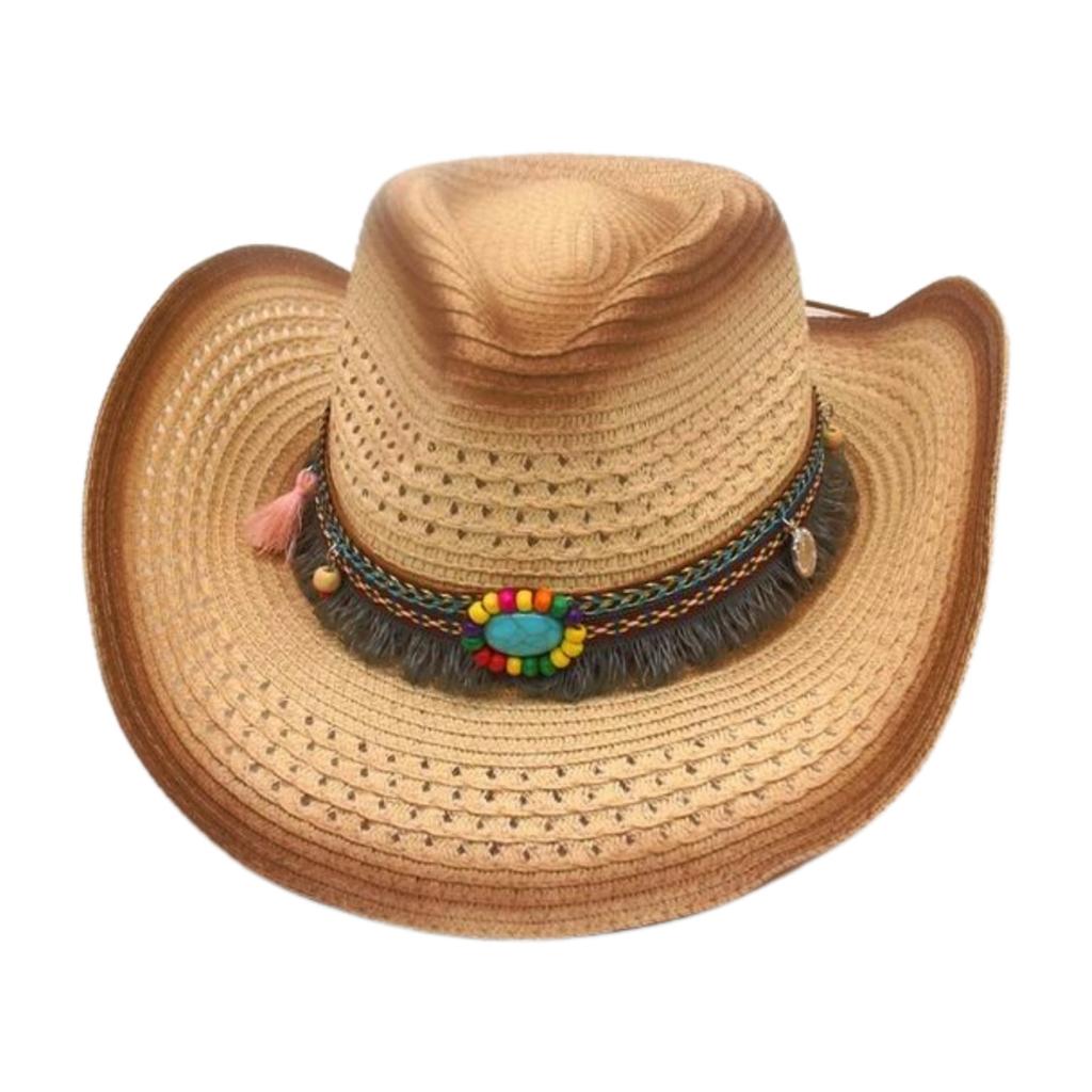 Spring And Summer Beach Outing British Bohemian Cowboy Hat Windproof Sunscreen Straw Hat