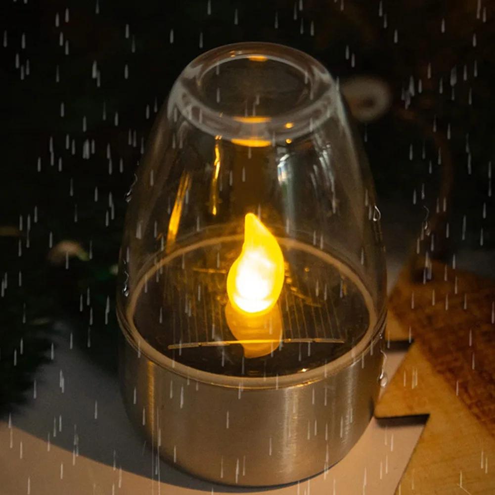1-6PCS LED Stainless Steel Solar Candle Lights Outdoor Patio Garden Solar Lamp Lawn Deck Decorative Night Lights Solar Lantern
