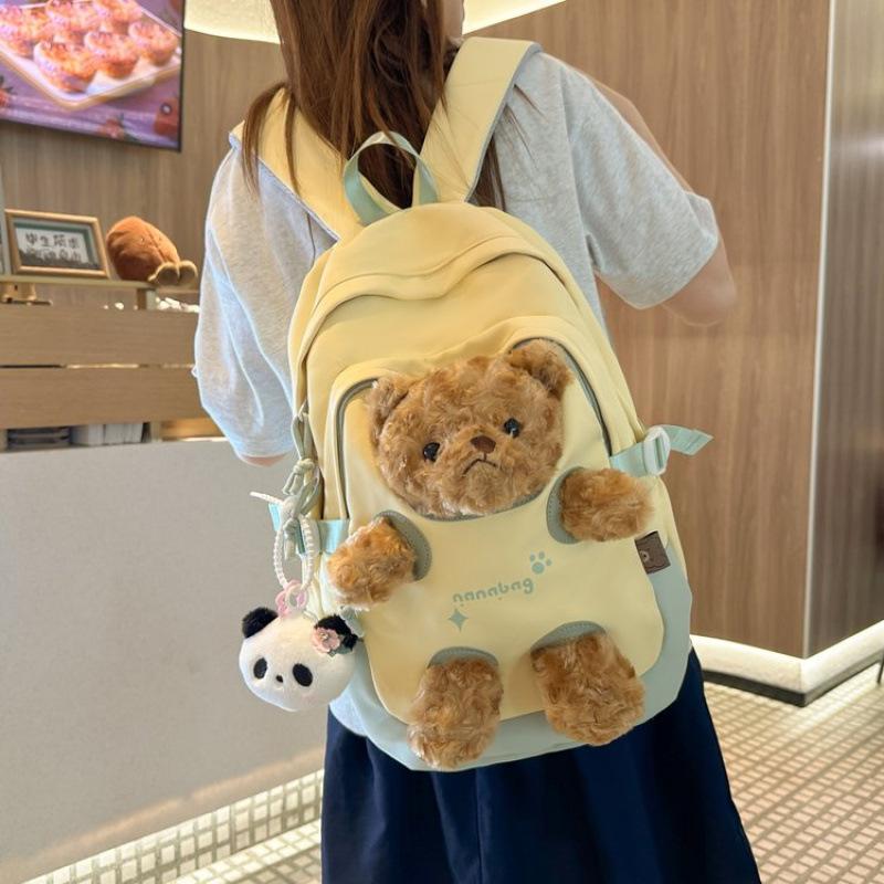 Schoolbag Cute Bear Schoolbag Female Junior High School Girl College Student 11 New Backpack Ins Niche Mori Versatile Backpack