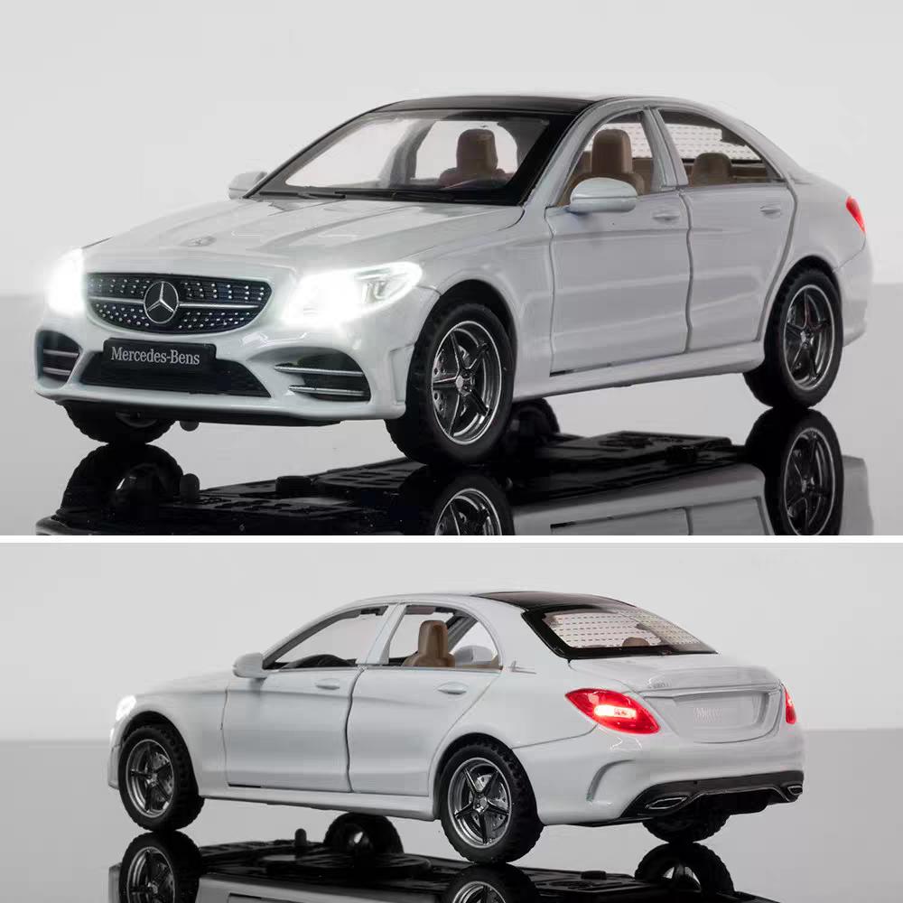 Mercedes Benz C260L Simulation Diecast & Toy Vehicles Sounds & Light Pull Back Car 1:32 Alloy Model Gifts For Children