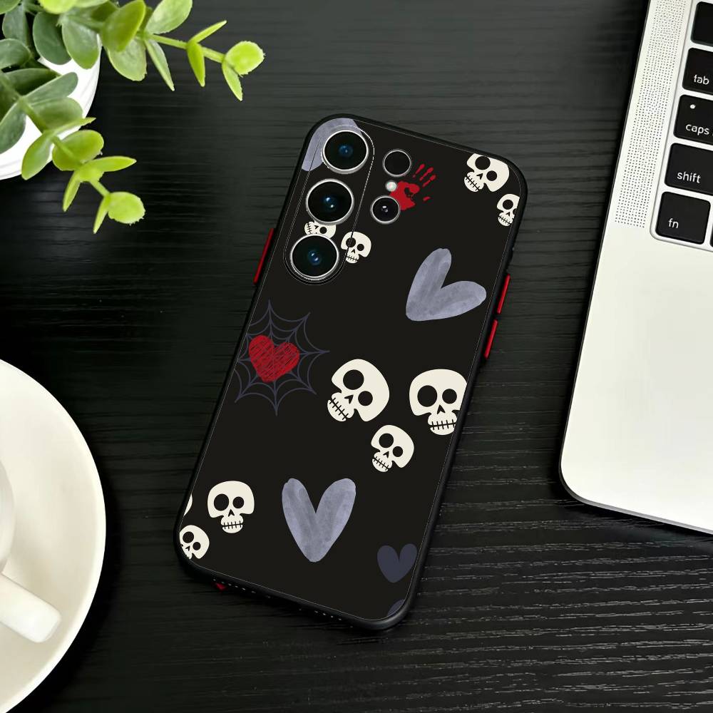 Gothic Dark Sweetheart Phone Case For Samsung S26,S25,S24,S23,S22,S21,S20,Ultra,Plus,FE Black Soft Cover
