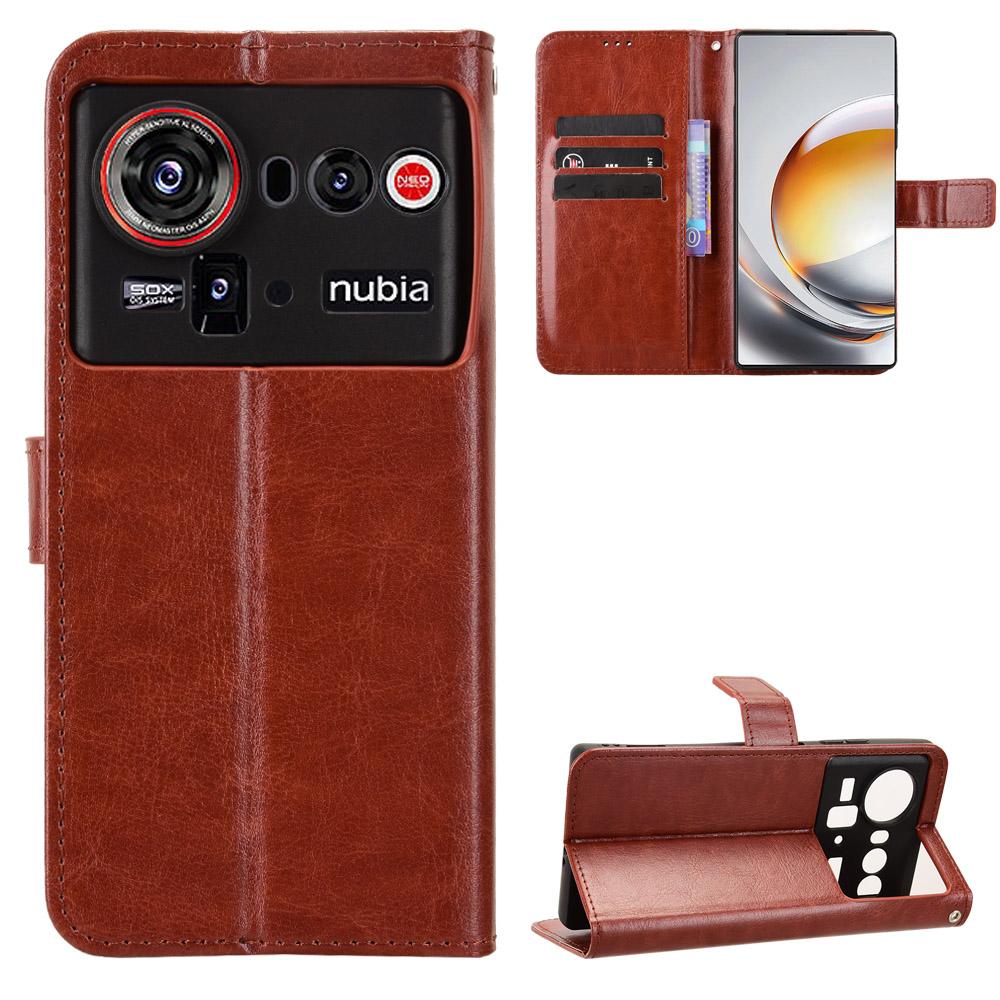 

Чохол-книжка для ZTE nubia Z80 Ultra зі Шкіри PU, Чохол для Телефону з Повноцінним Захистом [Захист від RFID] Чохол-Гаманець for ZTE nubia Z80 Ultra коричневий