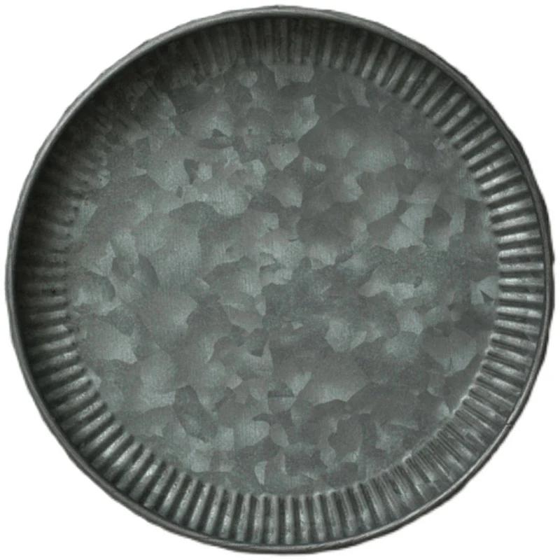 Unique Floral Rim Handcrafted Vintage Antique Metal Tray Ribboned Round Iron Tray Rustic Retro Tray for Home Wedding Decor