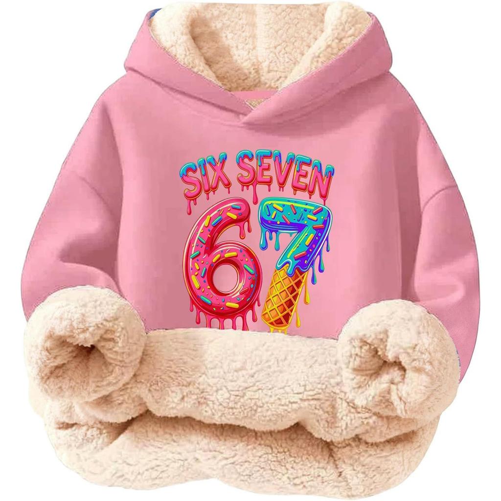 Children's Fashionable Printing Casual Fleece Hooded Loose Fit Hoodie Without Pockets