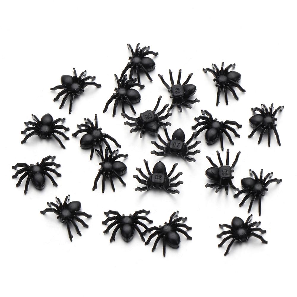 20Pcs Black Tricky Toy Plastic Party Supplies Halloween Spider Simulation Spider Haunted House Decor Halloween Decoration