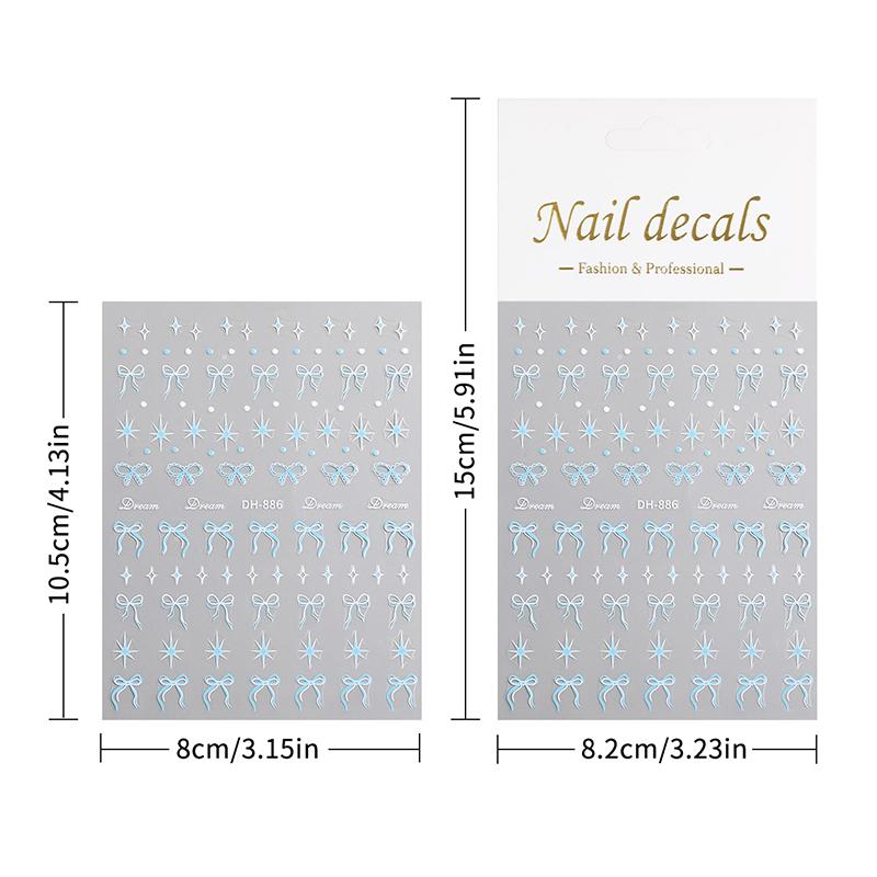 Ribbon Bowknot Nail Art Sticker Versatile Polka Dot Four-Star Diy Self-Adhesive Slider Decals Accessories For Women Girls