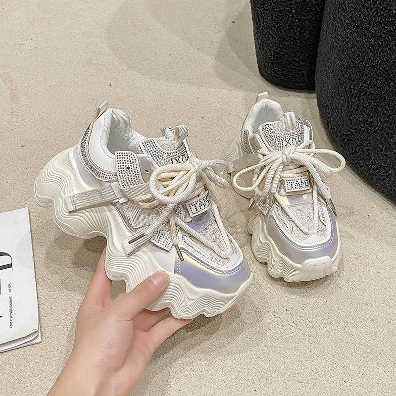 Fashion Thick Bottom Mesh Height Increasing 6cm Chunky Sneakers Women Spring Summer New Casual Sneakers Zapatillas De Mujer Size 35-40