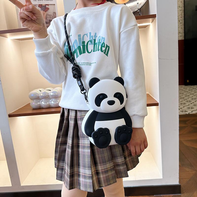 Tote Bag Panda Silicone Bag Female Messenger Bag Cute Children Cartoon Panda Mobile Phone Bag Large Capacity Change Bag Tide