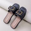 Women's Flat Slippers Outside Summer New Square Buckle Slippers Women Wear Non Slip Fashion Flower Bow Cool Slippers