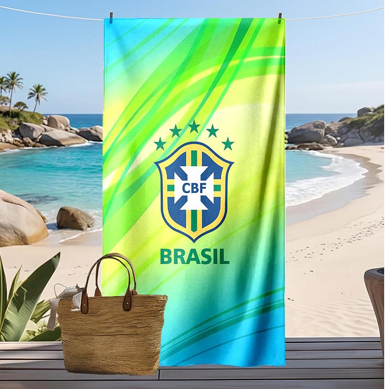 Brazil National Football Team Printed Beach Towel Quick Dry Soft TowelPortable Large Rectangular Beach Blanket for Travel Swimming Pool