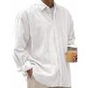 Men's Solid Color Corduroy Button Down Shirt, Loose Fit Lapel Casual Long Sleeve Shirt