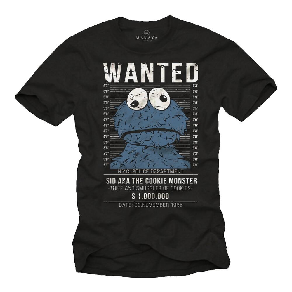 Funny Hipster Mens TShirt with Wanted Cookie Monster  Men Nerd Shirt Unisex T-Shirt XXXXL