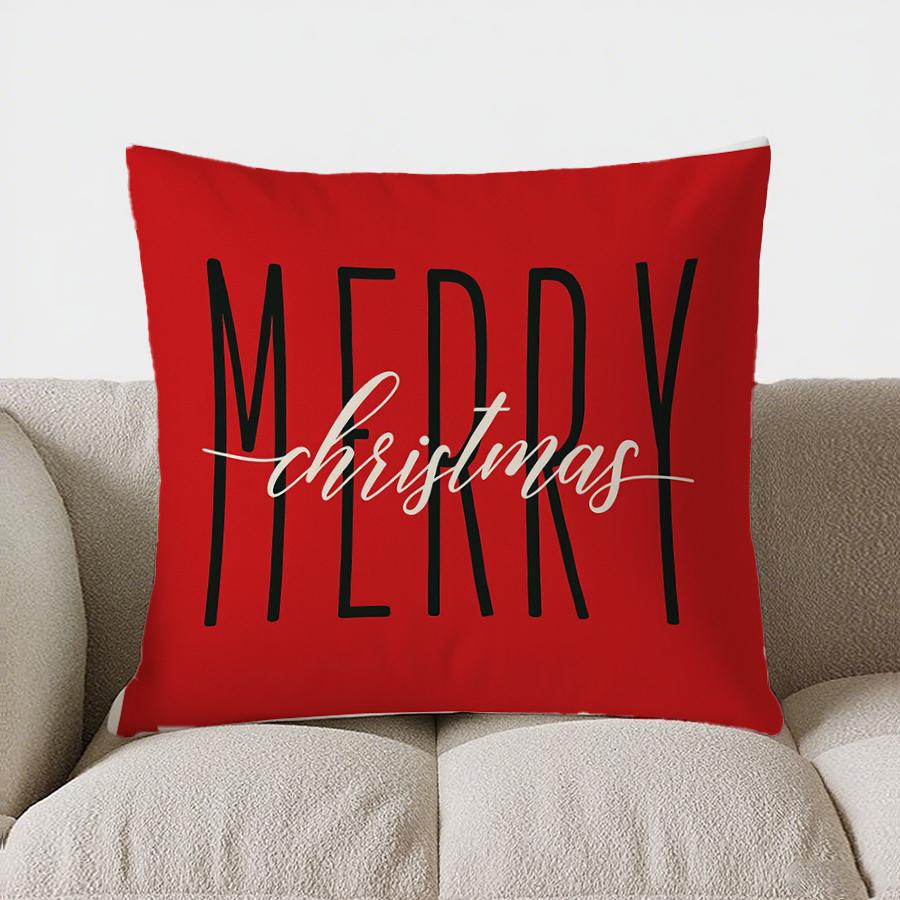 Home Decor Snowman With Wreath Christmas Decor Pillow Pattern Cushion Cover Suitable For Sofa Bedroom Car Pillow Cover